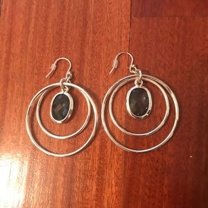 Stone Double Hoop Earrings